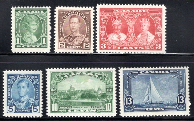 Scott 211-216, Complete Set, MNHOG, F/VF, King George V Silver Jubilee, Canada