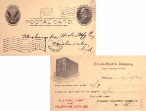 United States Illinois Chicago 1905 machine  Postal Card  Red and Black Rever...