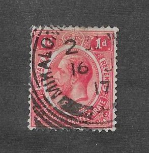 Nyasaland Protectorate Sc #13 1p used with squared circle cancel