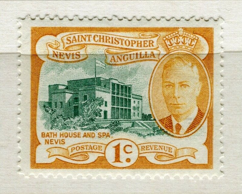 NEVIS ST. CHRISTOPHER; 1952 early GVI pictorial issue MINT MNH 1c. value