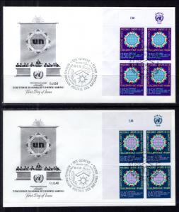 UN Geneva 59-60 Habitat Plate Blocks  Artmaster Set of Two U/A FDC