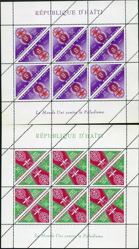 Haiti 486-488,C188-C190 sheets,MNH.Mi 697-702 klb.WHO drive against Malaria,1962 