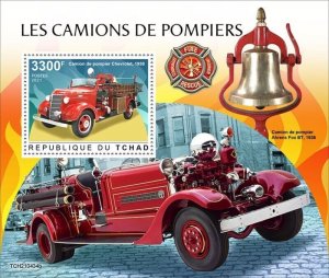 Chad - 2021 Fire Engines on Stamps - Stamp Souvenir Sheet - TCH210434b