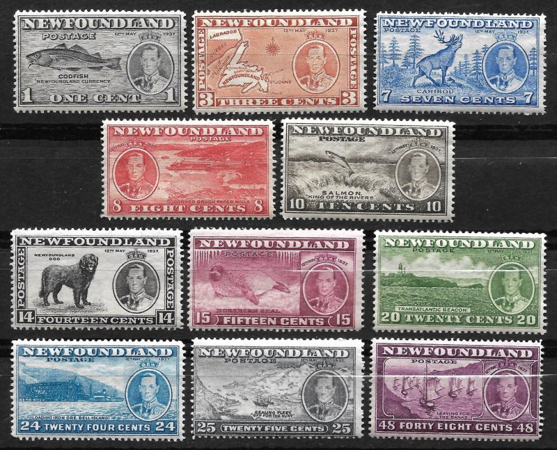 Doyle's_Stamps: Scott #233** to #243** Newfoundland 1937 Commemorative NH Set