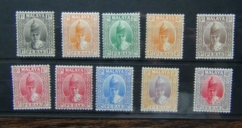 Perak 1938 - 41 values to 40c MM some values yellowed gum see photos