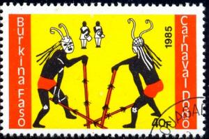 Dodo Carnival, Dancers & Drummers, Burkino Faso stamp SC#757 used