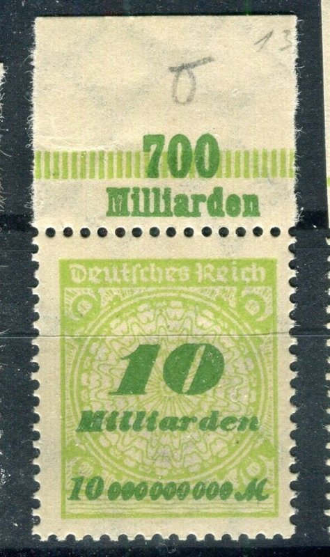 GERMANY; 1923 Oct-Nov Inflation Surcharged MINT MNH 10M. fine SHEET MARGINAL