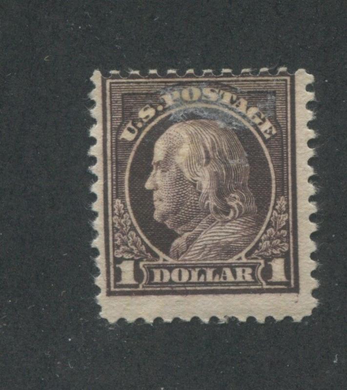 1917 US Postage Stamp #518 $1 Mint Hinged Average Original Gum Offset on Back