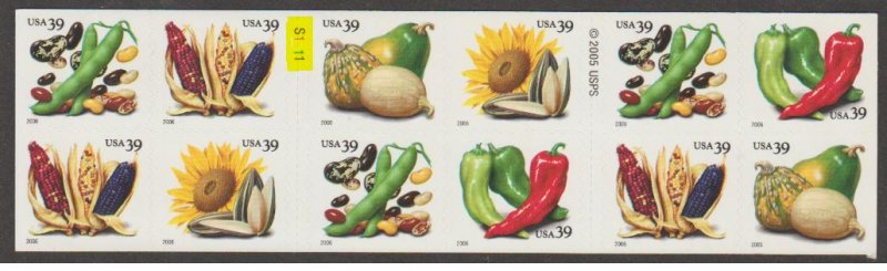 U.S. Scott #4012b Crops Stamps - Mint NH Booklet - Highlighted #S1111 Plate
