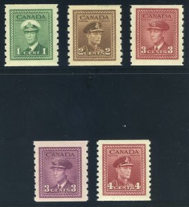 Canada 1942 KGVI Imperf x Perf 8 set complete MNH. SG 389-393. Sc 263-267.