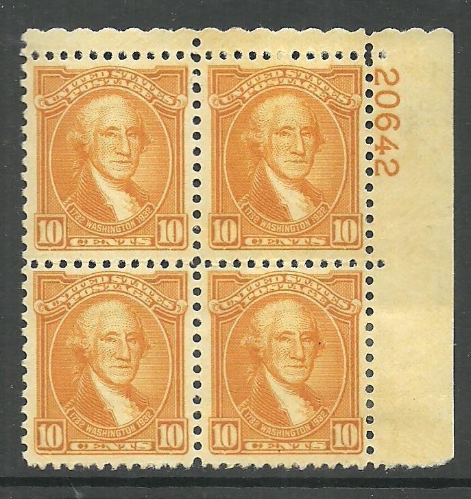 #715 Washington Plate Block Mint LH #20642