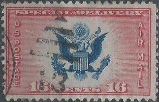 US CE2 (used) 16¢ air mail special delivery (1936)