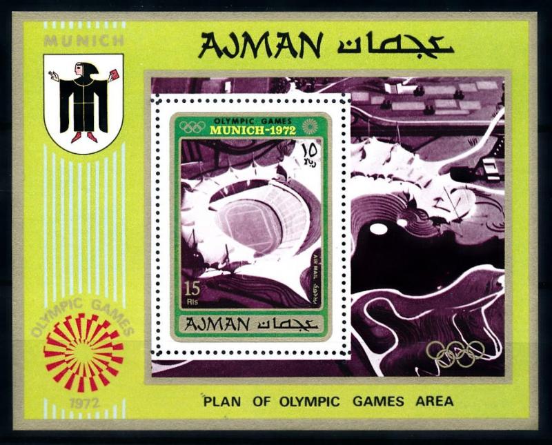 [93896] Ajman 1971 Olympic Games Munich Stadium Sheet MNH