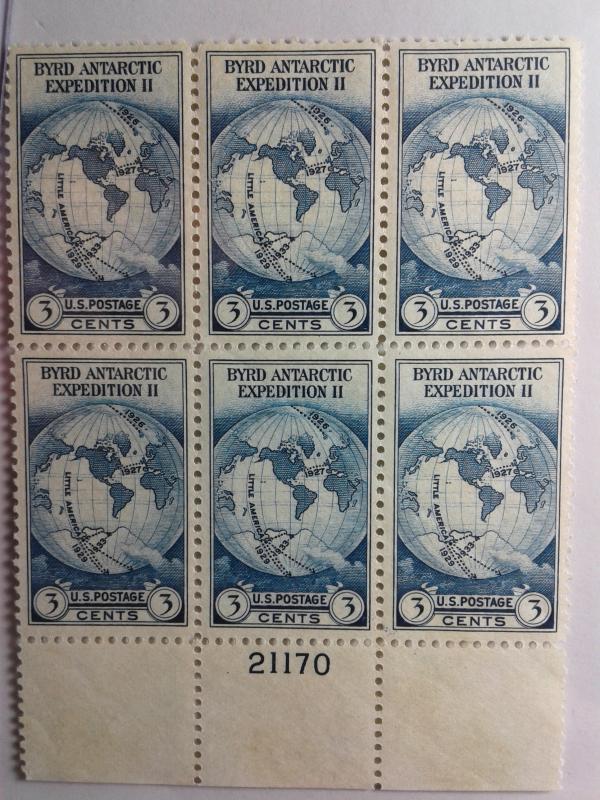 SCOTT # 733 MINT NEVER HINGED AMAZING PLATE BLOCK OF 6 !