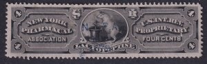 RS187c New York Pharmacal Private Die Medicine, VF, Blue Handstamp, CV $40.00