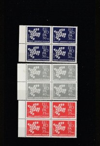 Turkey  Scott#  1518-1520  MNH  Blocks of 4  (1961 Europa)