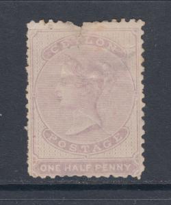 Ceylon SG 18 MLH. 1864 ½p dull mauve Queen Victoria, spacefiller