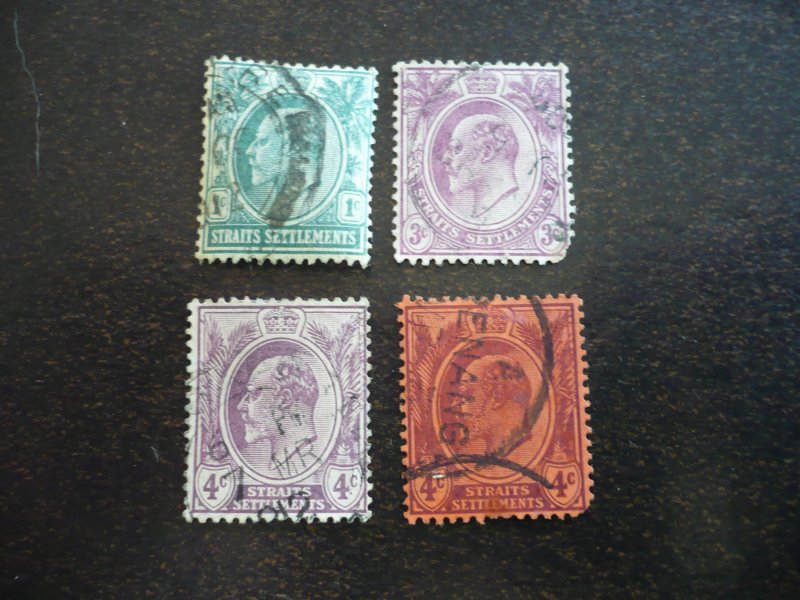 Stamps - Straits Settlements - Scott#109-112 - Used Partial Set of 4 Stamps