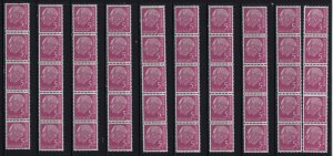 Germany 1954 Heuss 5pf Wholesale 10 Coil Strips of 5 With Black Number MNH