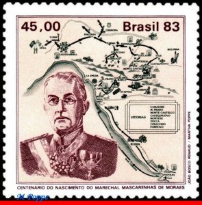 1891 BRAZIL 1983 MARSHAL MASCARENHAS MORAES, MILITARY, MAPS, MI# 2007 C-1362 MNH