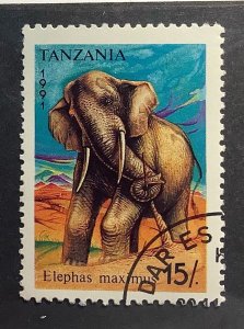 Tanzania 1991 Scott 793 CTO - 10sh,   African Elephant, Elephas maximus