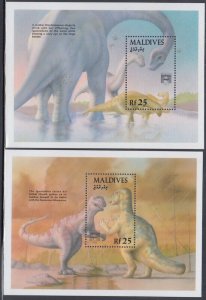 MALDIVE ISLANDS Sc # 1743,6 MNH SET of 2 MNH SOUVENIR SHEETS - DINOSAURS