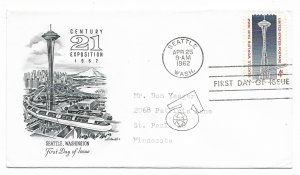 US 1196 (Me-5) 4c Seattle World's Fair on FDC Artmaster Cachet ECV $6.00