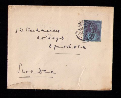 GB UK Postal History Cover Sg201 2½d Marlborough England to Stockholm Sweden