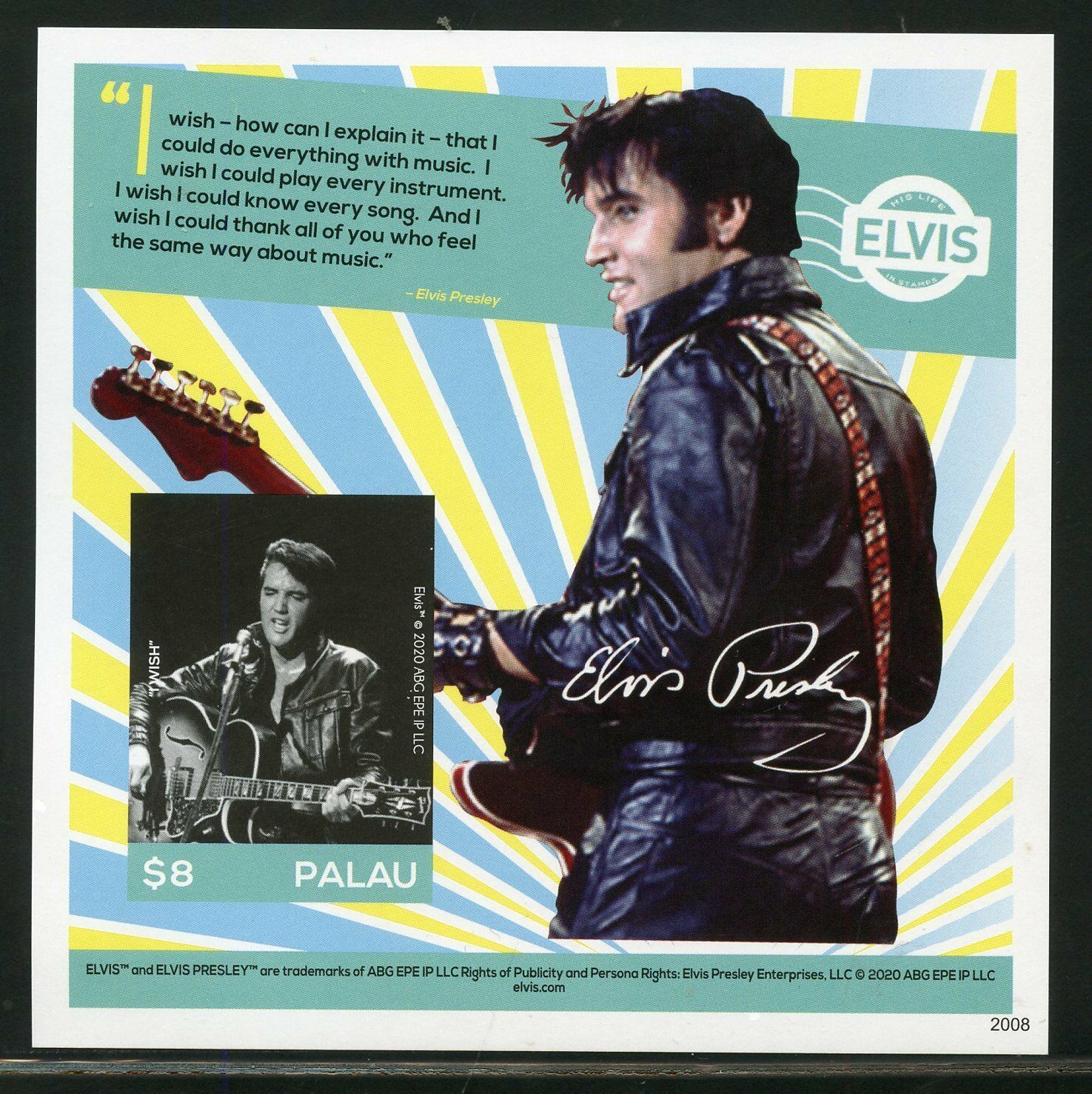 Palau 2020 Elvis Presley Imperforate SET of Four S/Sheets Mint NH