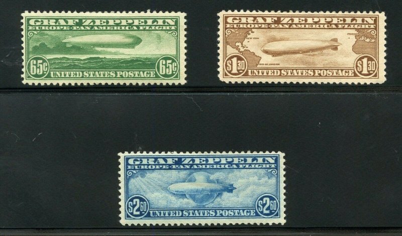 UNITED STATES ZEPPELIN SET SCOTT #C13/15 VF HINGED WITH REMNANTS-SCOTT $1060.00