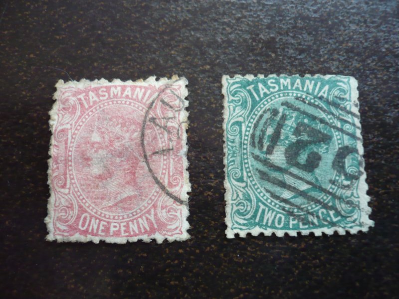 Stamps - Tasmania - Scott# 60-61 - Used Part Set of 2 Stamps