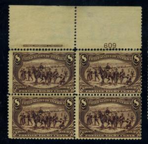 289 MINT PLate Block Fine OG LH 2 creases Cat$1950