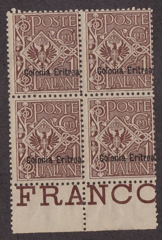 *KAPPYSSTAMPS ID7646 ERITREA #19 BK/4 MINT NH NEVER HINGED BLOCK
