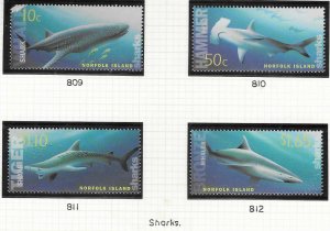 Norfolk Islands #809-812  Sharks (MNH) CV$11.00