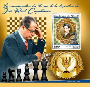 NIGER - 2022 - Jose Raul Capablanca - Perf Souv Sheet -Mint Never Hinged