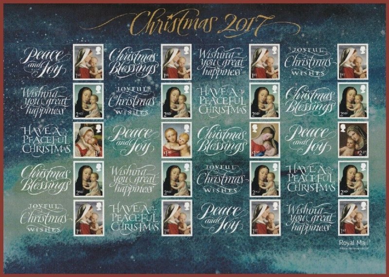 2017 Christmas Madonna & Baby Royal Mail Smiler Sheet SG LS107 - Scarce Sheet 