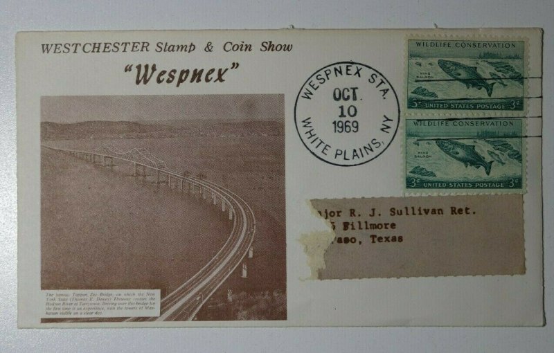 WESPNEX Stamp & Coin Show Whites Plains NY 1969 Philatelic Expo Cachet Cover 