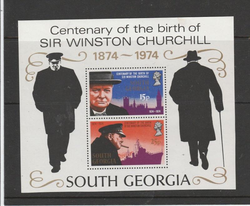 South Georgia 1974 Churchill MS UM/MNH SG MS42