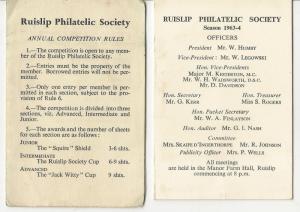 Ruislip Philatelic Society 1964 Programme & Competition