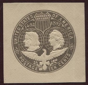 US 1893  Scott U351 10c Mint Columbian Expo Cut Square VF, cv $25