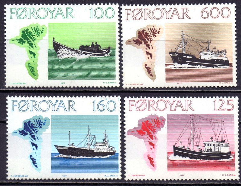 Faroe Islands. 1977. 24-7. Ships. MNH.