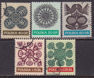 Poland 1971 Sc 1822-6 Paper Cut Outs Folk Art Designs Stamp CTO