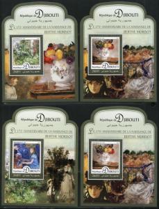 DJIBOUTI 2016  175th BIRTH ANNIVERSARY OF BERTHE MORISOT  DELUXE S/S SET MINT NH