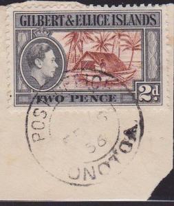 GILBERT & ELLICE IS GVI on 1956 piece POST OFFICE / ONOTOA cds..............2687