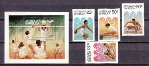 J43505 JL Stamps 1984 antigua set + s/s mnh #740-4 sports