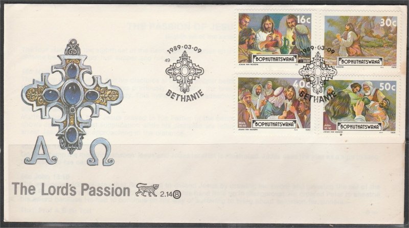 BOPHUTHATSWANA, 1989, FDC set, Easter  Scott 220-223