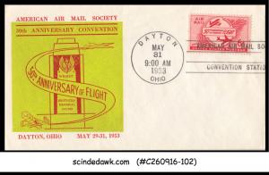 USA 1953 30th ANNIV. OF CONVENTION OF AMERICAN AIRMAIL SOCIETY SP. COVER WH CANC