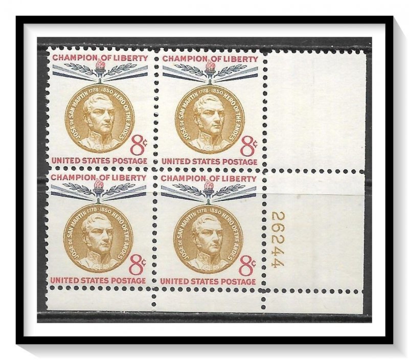 US Plate Block #1126 Jose De San Martin MNH