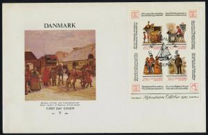 Denmark 825 on FDC - HAFNIA, Mail Coach, Postman, Dog