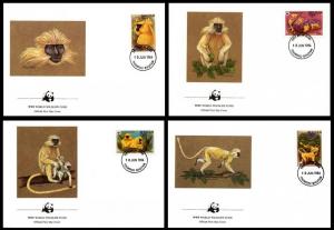 Bhutan WWF Golden Langur 4 official FDCs